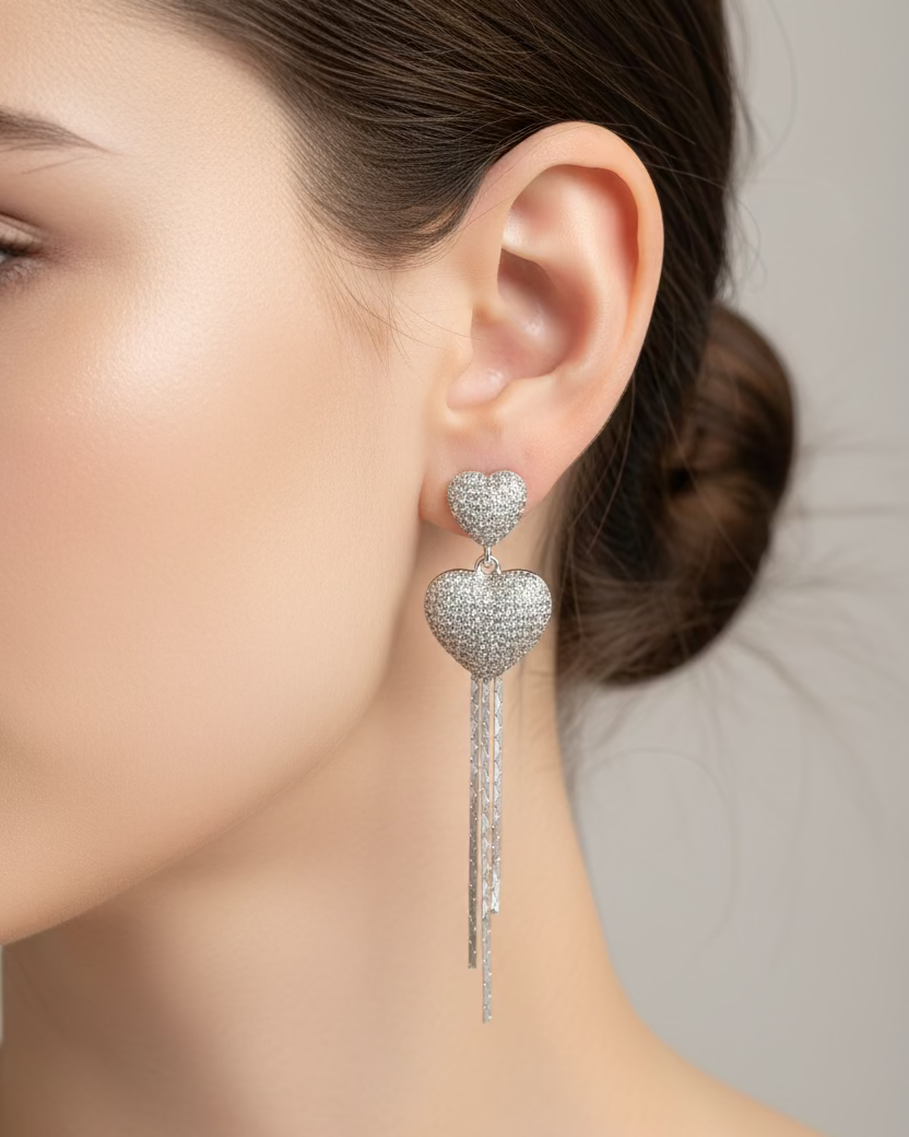 Duo diamante heart dangle #02452