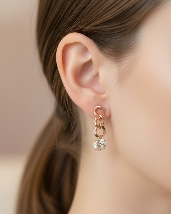 Trio chain with zirconia in rosegold #04862