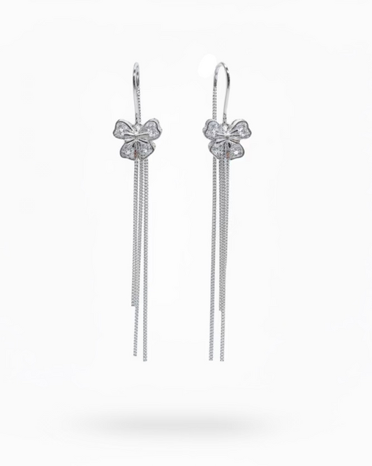 Ribbon long hook dangle earrings #02591