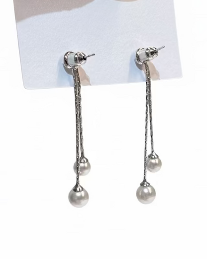 Ribbon studs two way with pearl dangle #02806