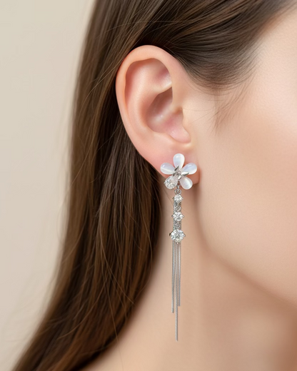 Cateye flower diamond dangle #02719 #02720