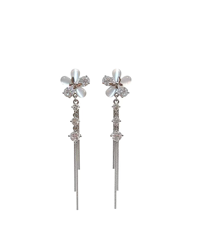 Cateye flower diamond dangle #02719 #02720