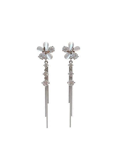 Cateye flower diamond dangle #02719 #02720