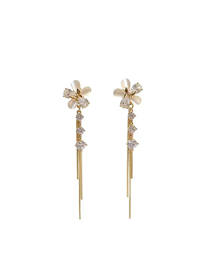 Cateye flower diamond dangle #02719 #02720
