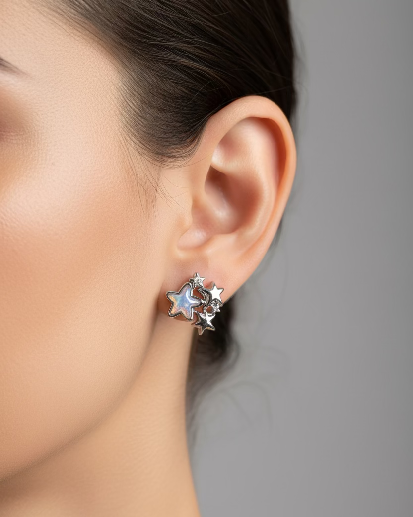 Iridescent star cluster studs #02492