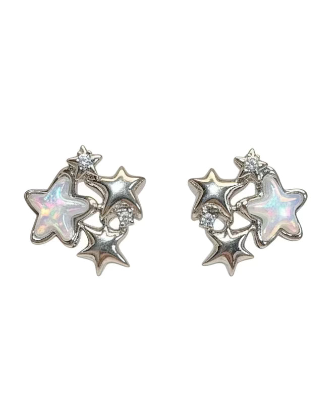 Iridescent star cluster studs #02492