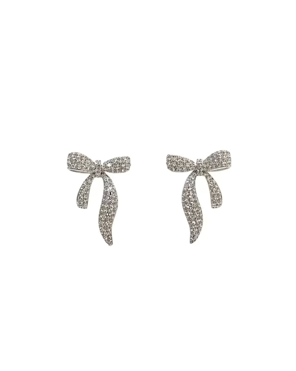 Diamante uneven ribbon studs #02004