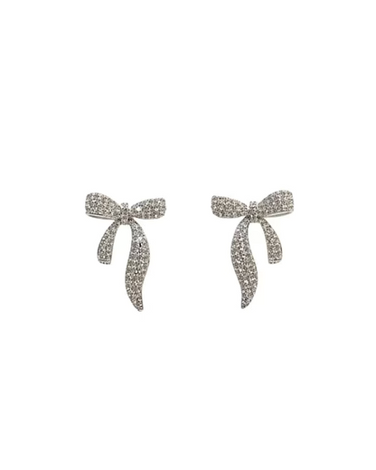 Diamante uneven ribbon studs #02004