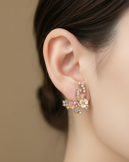 Pink crystal butterfly w korean flower #03365