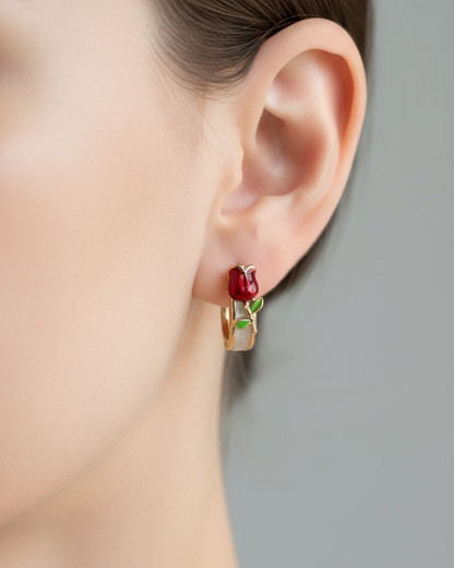 Red rose shimmery huggies #04159