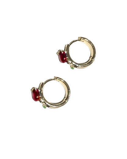 Red rose shimmery huggies #04159