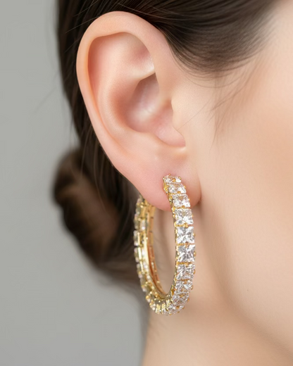 Diamante medium hoop in Gold #04995