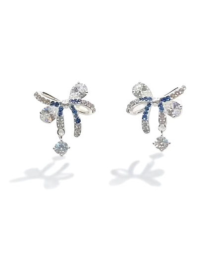Blue crystal diamante ribbon drop diamond #04100