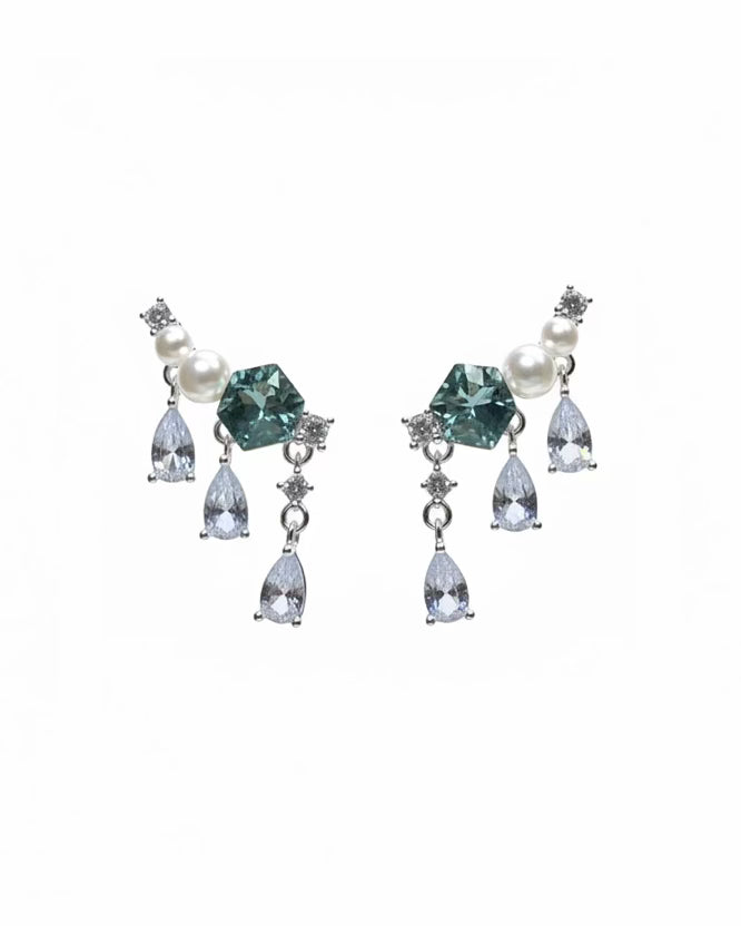 Cubic austrian crystal ear climber in blue #04878