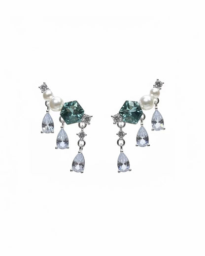 Cubic austrian crystal ear climber in blue #04878