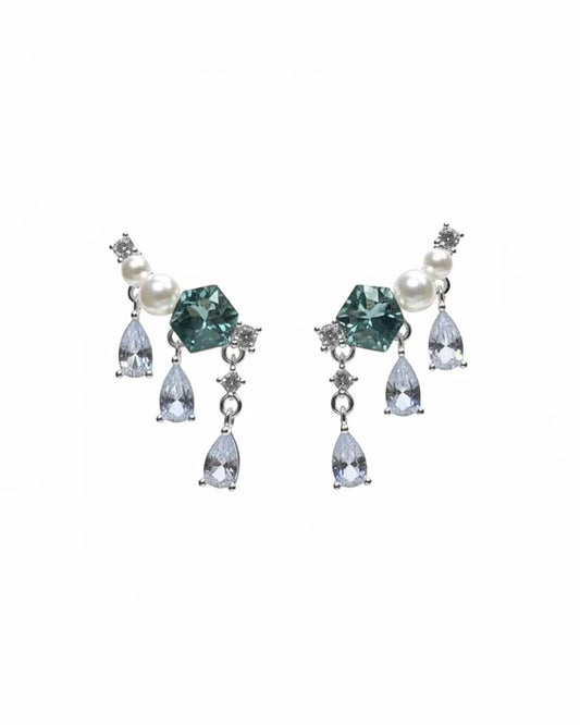 Cubic austrian crystal ear climber in blue #04878