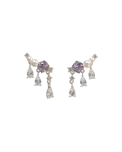 Cubic austrian crystal ear climber in purple #04877