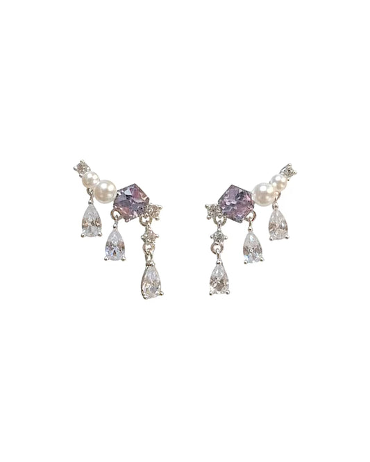 Cubic austrian crystal ear climber in purple #04877