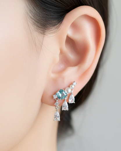 Cubic austrian crystal ear climber in blue #04878