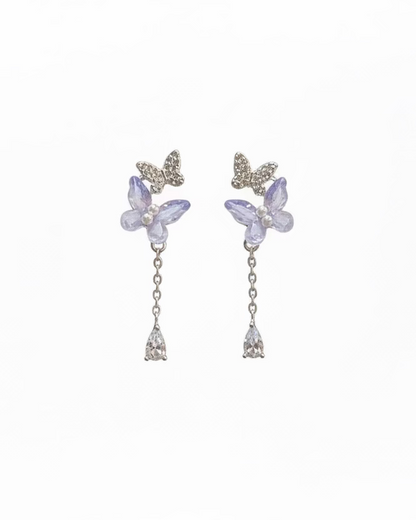 Diamante acrylic duo butterfly dangle in Purple #04731