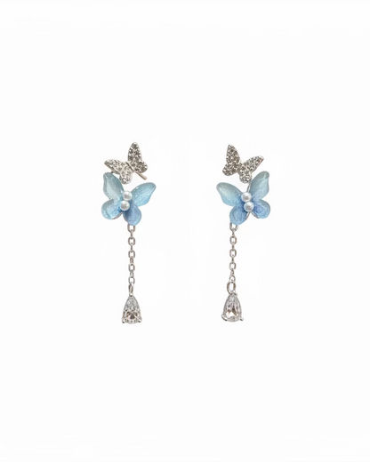 Diamante acrylic duo butterfly dangle in Blue #04730