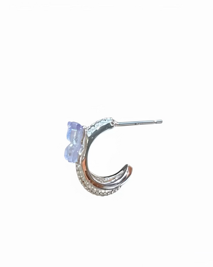 Acrylic butterfly mini pearl C hoop in purple #04791