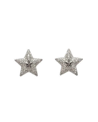Diamante star huggies in Silver #04329