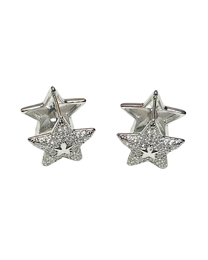 Diamante star huggies in Silver #04329