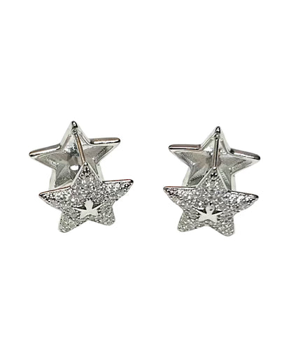 Diamante star huggies in Silver #04329