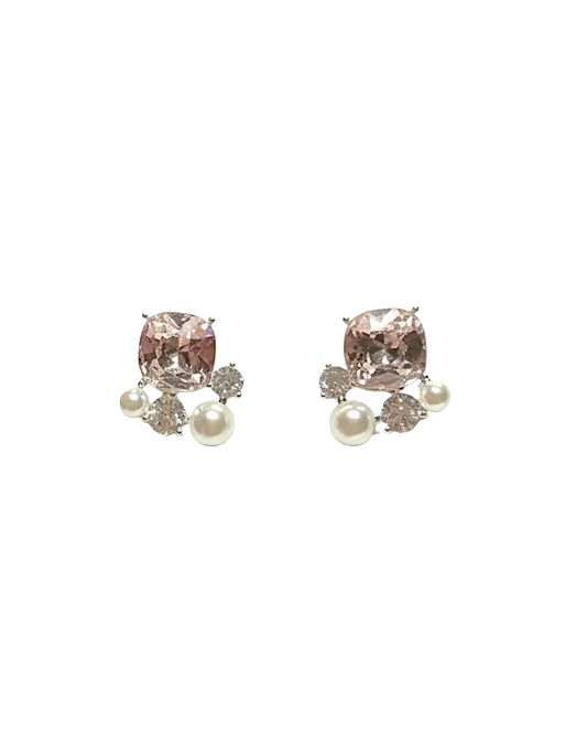 Austrian pink crystal pearl cluster #04517