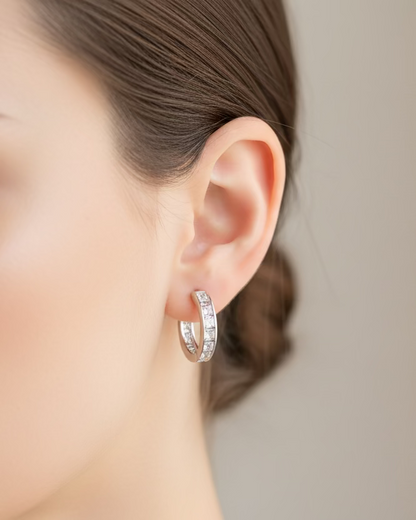 Zirconia C hoop in silver #04334