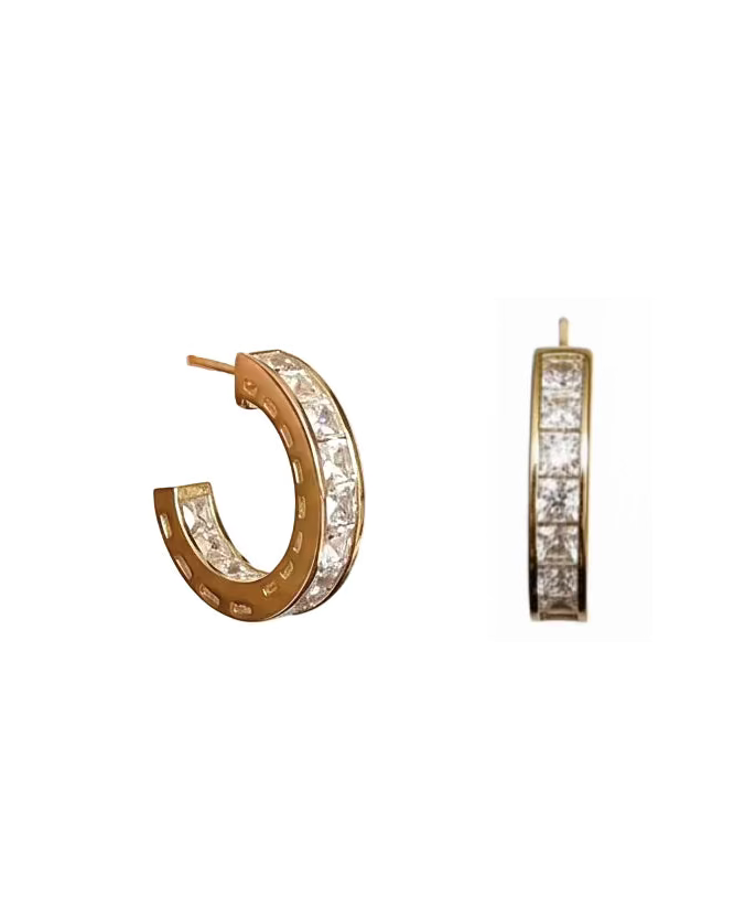 Zirconia C hoop in gold #04335