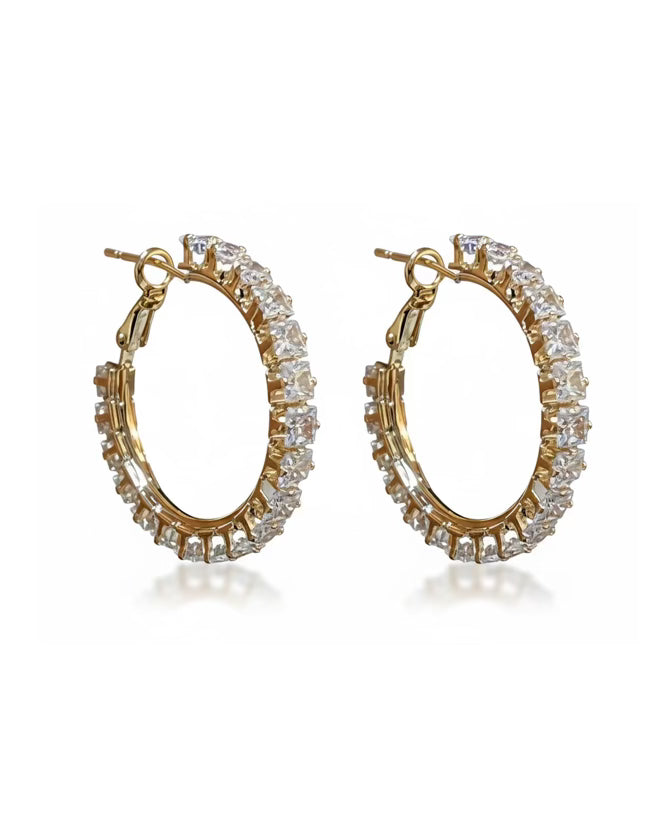 Diamante medium hoop in Gold #04995