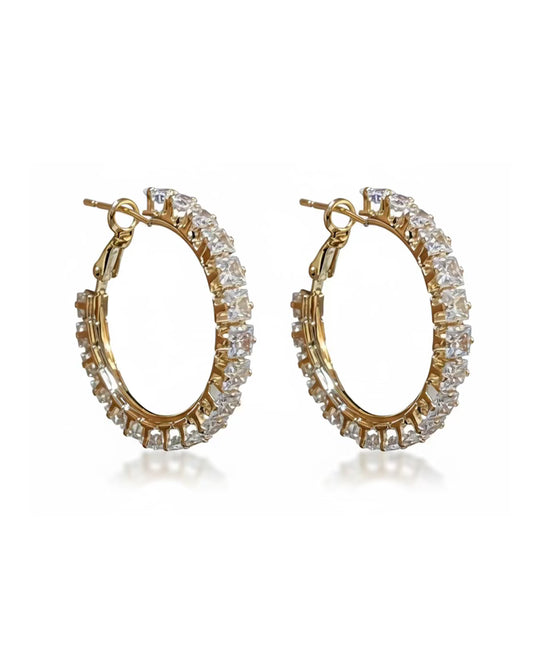 Diamante medium hoop in Gold #04995